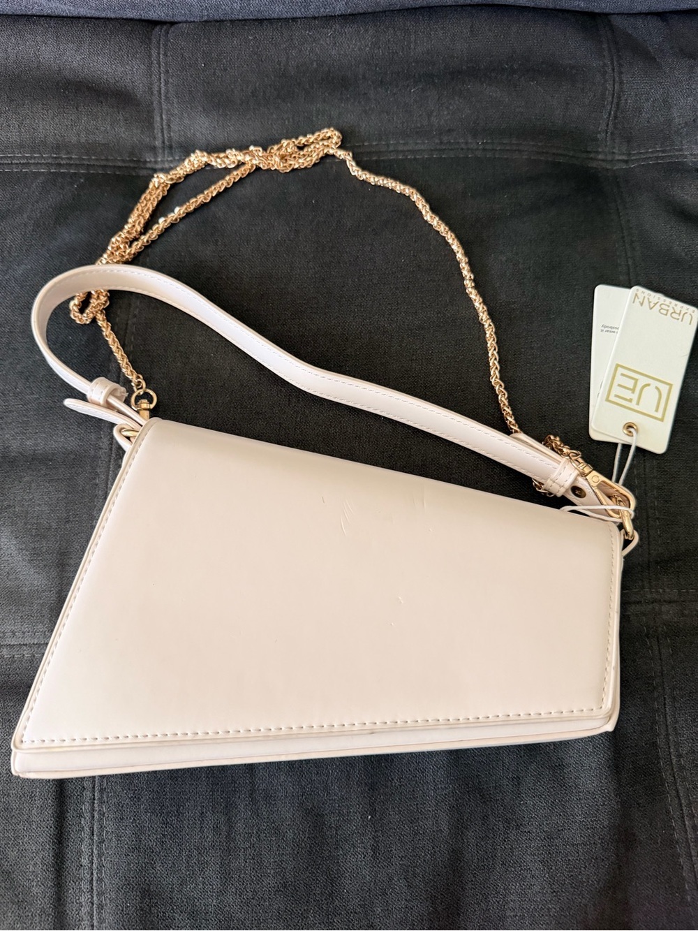 Urban Expressions Cream Shoulder Bag with Gold Chain Strap